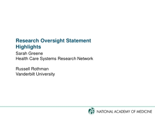Research Oversight Statement Highlights