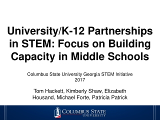 University/K-12 Partnerships in STEM: Focus on Building Capacity in Middle Schools