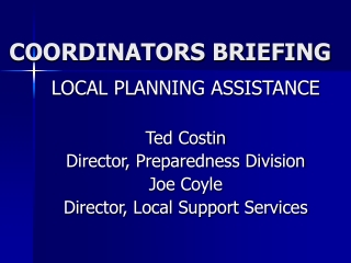 COORDINATORS BRIEFING