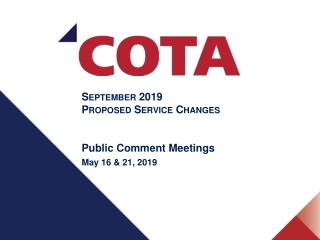 September 2019 Proposed Service Changes Public Comment Meetings