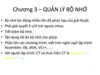 Chương  3 – QUẢN LÝ  BỘ NHỚ