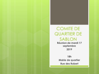 COMITE DE QUARTIER DE SABLON