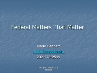 Federal Matters That Matter