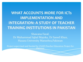 Shawana Fazal, Dr Muhammad Iqbal Majoka, Dr Saeed Khan,  Hazara University Mansehra,Pakistan