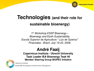 André Faaij Copernicus Institute - Utrecht University Task Leader IEA Bioenergy Task 40