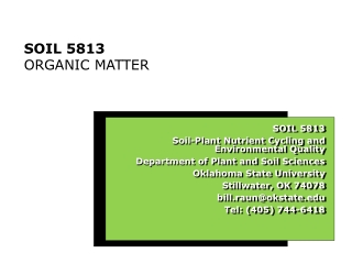 SOIL 5813 ORGANIC MATTER