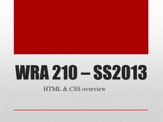 WRA 210 – SS2013