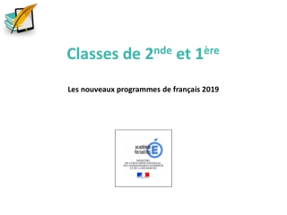 Classes de 2 nde  et 1 ère