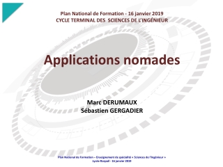 Plan National de Formation - 16 janvier 2019 CYCLE TERMINAL DES  SCIENCES DE L’INGÉNIEUR