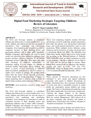 Digital Food Marketing Strategies Targeting Children Review of Literature