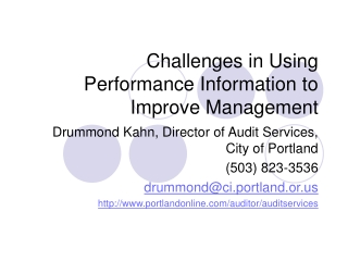 Challenges in Using  Performance Information to Improve Management