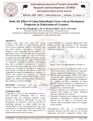 Study the Effect of Using Subordinate Grass Ash on Mechanical Properties in Fabrication of Ceramics