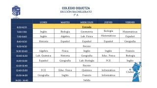 COLEGIO OQUETZA SECCIÓN BACHILLERATO 1º A