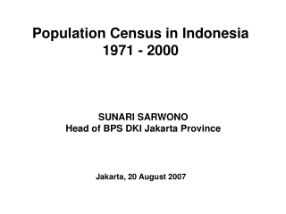 Population Census in Indonesia 1971 - 2000