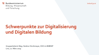 Schwerpunkte zur Digitalisierung und Digitalen Bildung