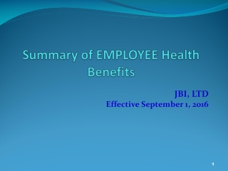 Summary of EMPLOYEE Health Benefits