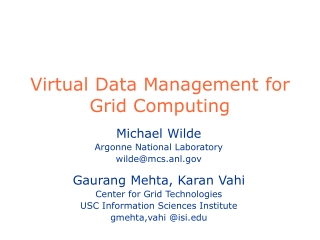 Virtual Data Management for Grid Computing