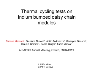 Thermal cycling tests on Indium bumped daisy chain modules