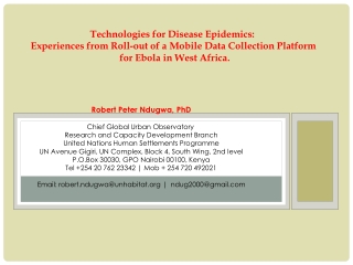 Robert Peter Ndugwa, PhD Chief Global Urban Observatory  Research and Capacity Development Branch