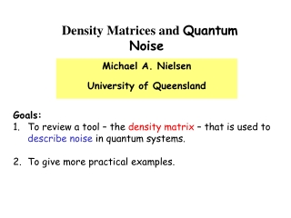 Michael A. Nielsen University of Queensland