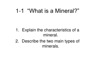 1-1  “What is a Mineral?”