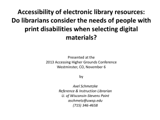 Accessibility of electronic library resources: