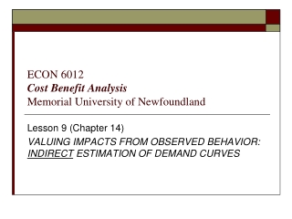 ECON 6012 Cost Benefit Analysis Memorial University of Newfoundland