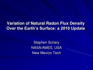 Variation of Natural Radon Flux Density Over the Earth’s Surface: a 2010 Update