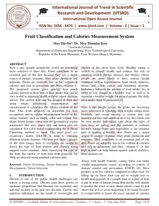 Fruit Classification and Calories Measurement System