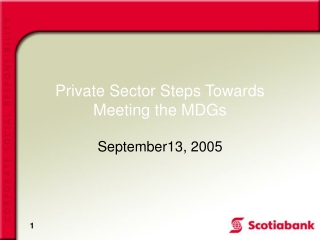 Private Sector Steps Towards Meeting the MDGs