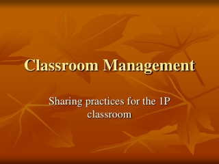 Classroom Management