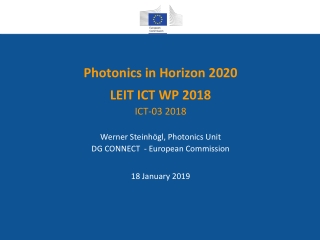 Photonics in Horizon 2020  LEIT ICT WP 2018 ICT-03 2018