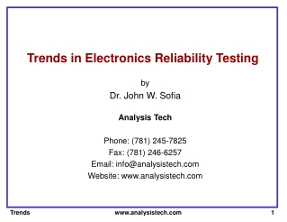 Trends in Electronics Reliability Testing