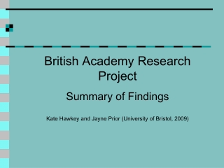 British Academy Research Project Summary of Findings