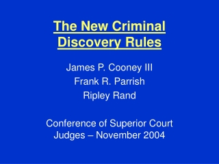 The New Criminal Discovery Rules