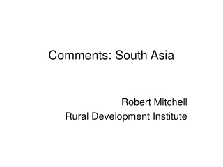 Comments: South Asia