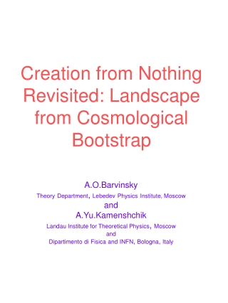 Creation from Nothing Revisited: Landscape from Cosmological Bootstrap