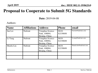 Proposal to Cooperate to Submit 5G Standards