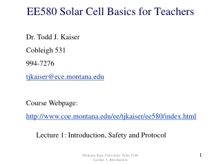 EE580 Solar Cell Basics for Teachers