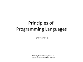 Principles of  Programming Languages