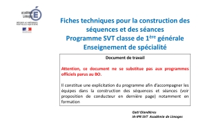 Fiches techniques pour la construction des séquences et des séances