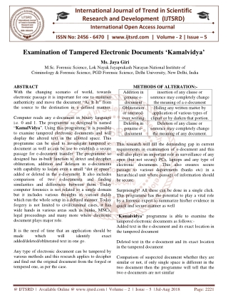 Examination of Tampered Electronic Documents"Kamalvidya'