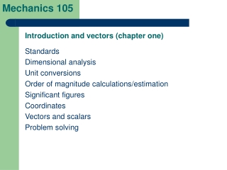 Introduction and vectors (chapter one)