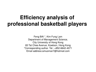 Efficiency analysis of professional basketball players