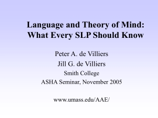 Language and Theory of Mind:  What Every SLP Should Know