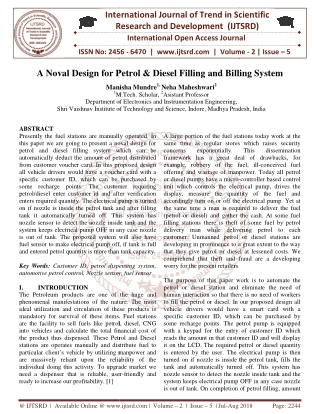 A Noval Design for Petrol and Diesel Filling and Billing System