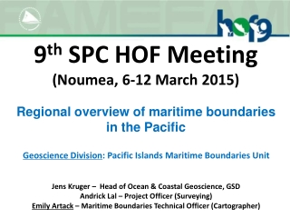 9 th SPC HOF Meeting (Noumea,  6-12  March  2015)