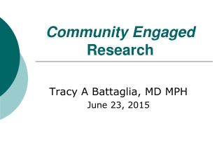 Community Engaged Research