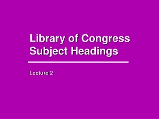 Library of Congress Subject Headings