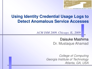 Using Identity Credential Usage Logs to Detect Anomalous Service Accesses